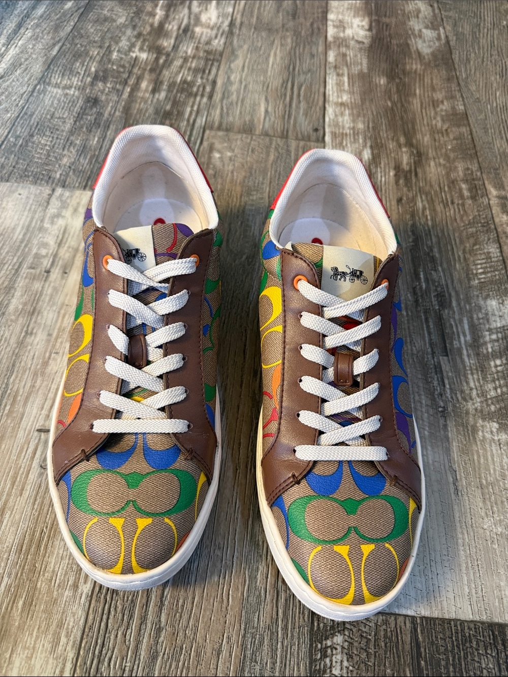 🌟Coach 🌟Women 🌟Clip Top Sneakers in Rain Signature C Leather-Trim Sneakers, 11B